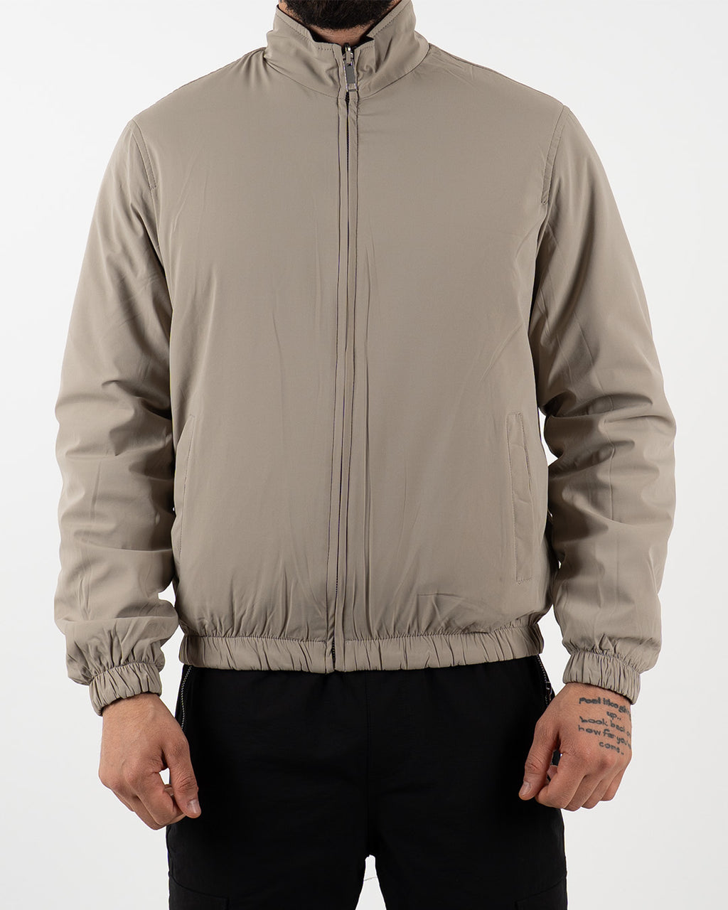 Black Reversible High Neck Zip-Up Jacket