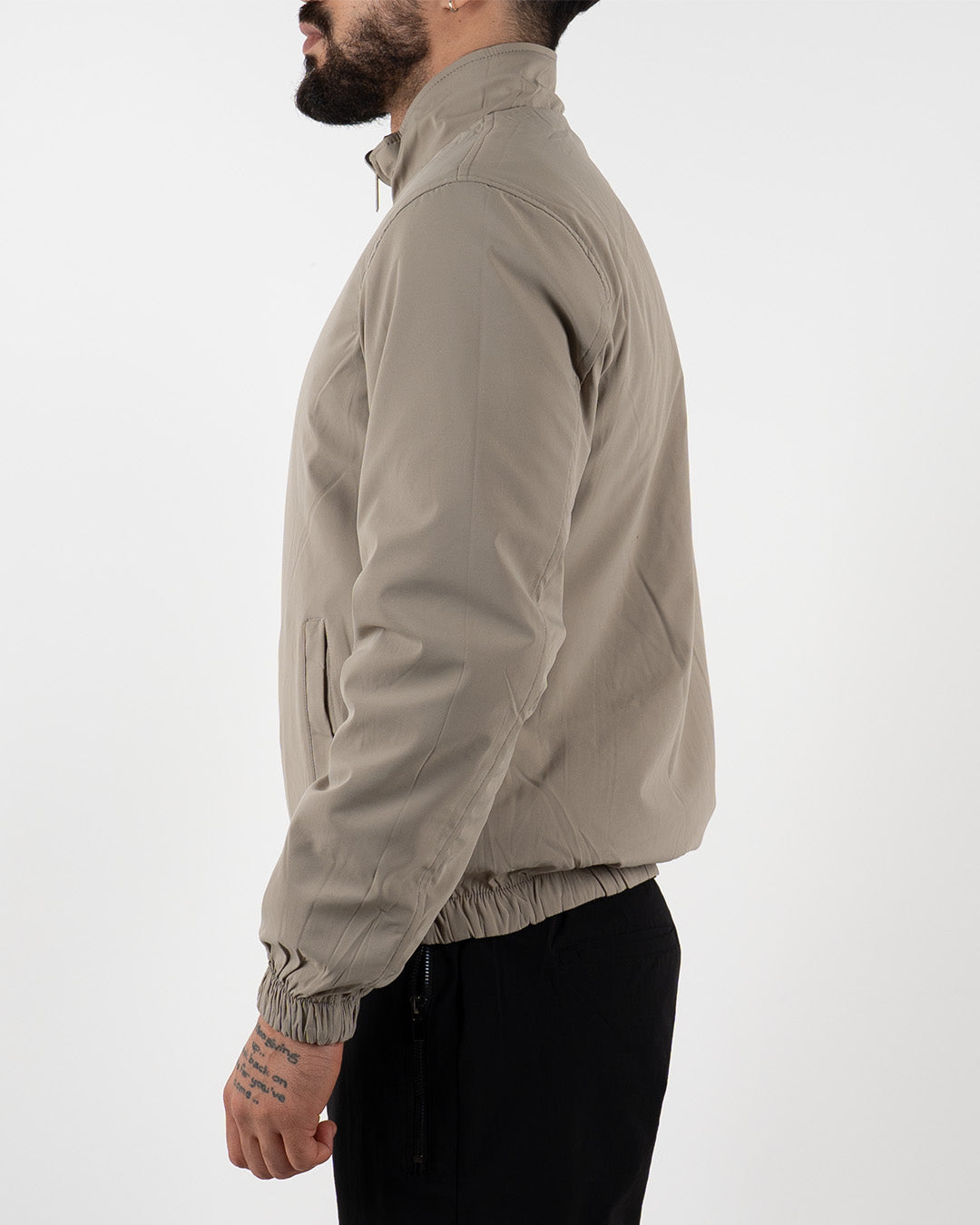 Black Reversible High Neck Zip-Up Jacket