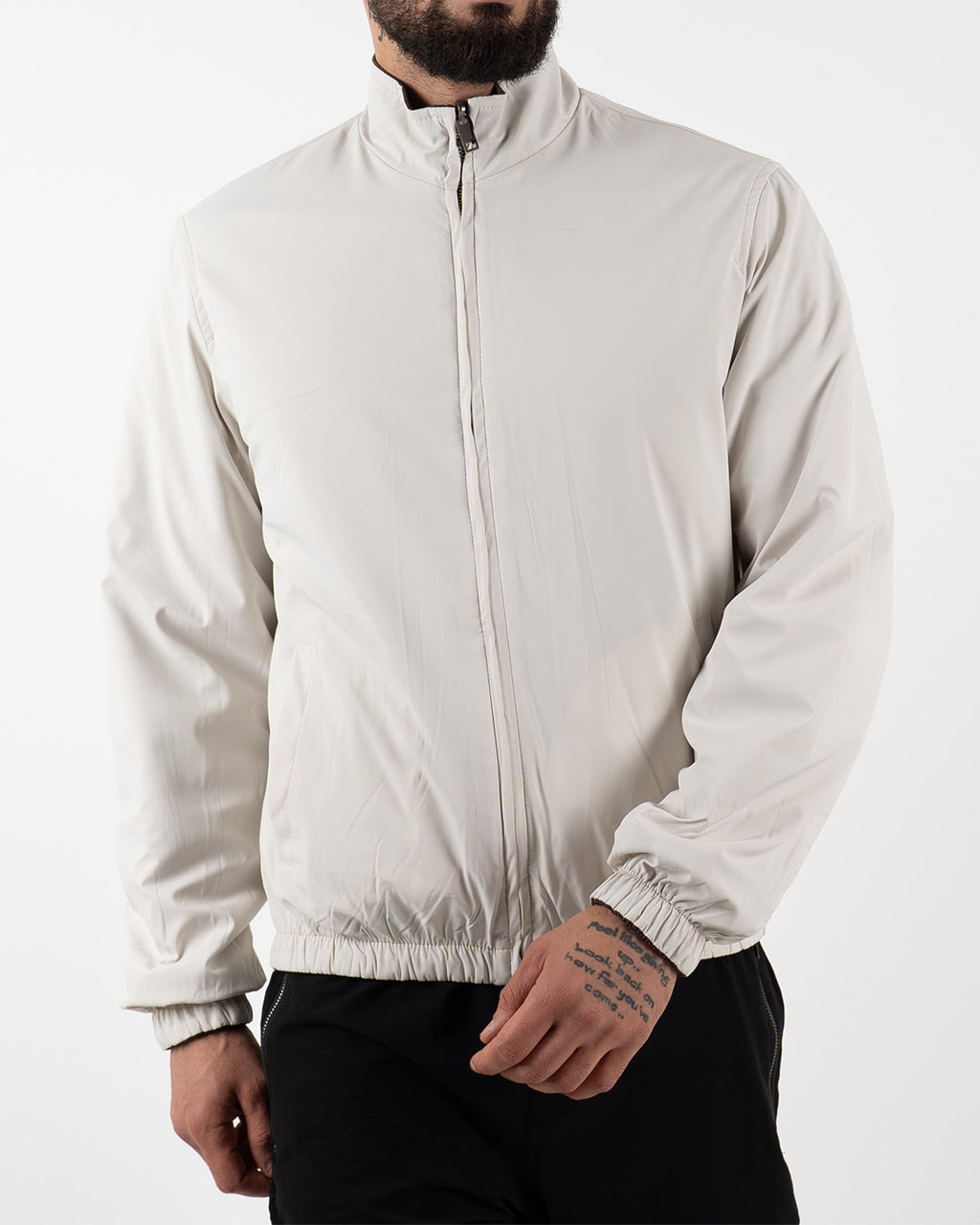 Brown Reversible High Neck Zip-Up Jacket