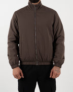 Brown Reversible High Neck Zip-Up Jacket