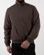 Brown Reversible High Neck Zip-Up Jacket