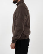 Brown Reversible High Neck Zip-Up Jacket