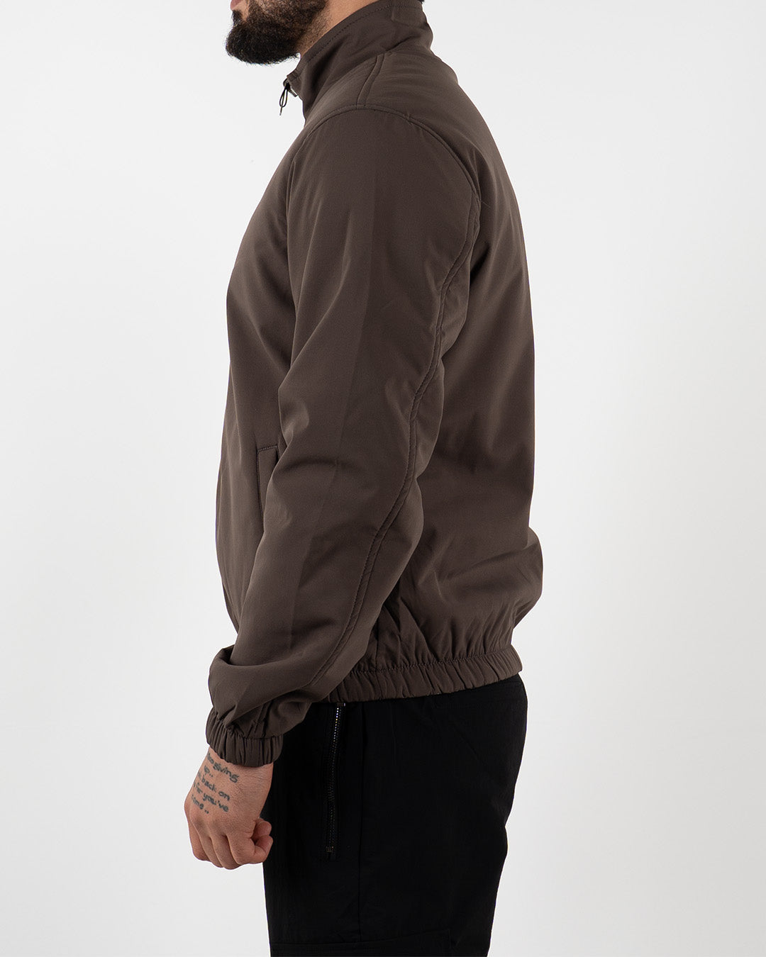 Brown Reversible High Neck Zip-Up Jacket