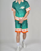 Green RC Monogram Resort Shirt & Short Set