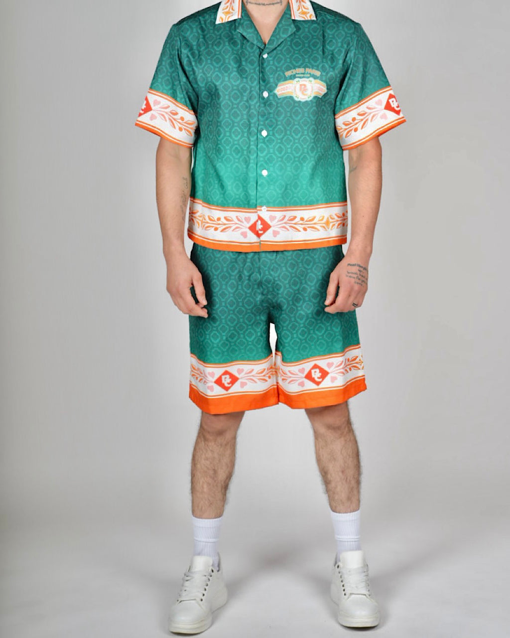 Green RC Monogram Resort Shirt & Short Set