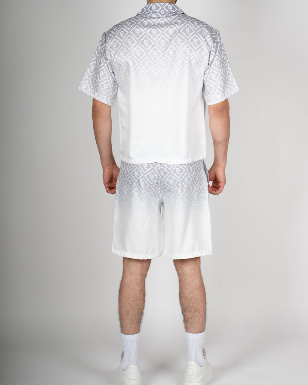 White RC Monogram Shirt & Short Set