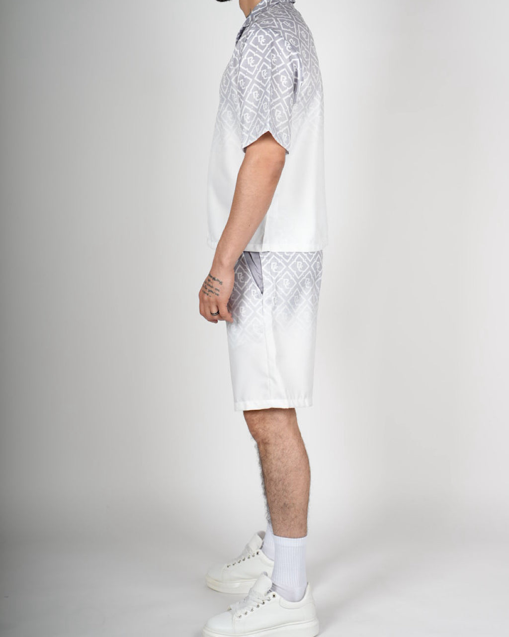 White RC Monogram Shirt & Short Set