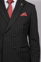 Rocco Black Pinstripe Double Breasted Suit