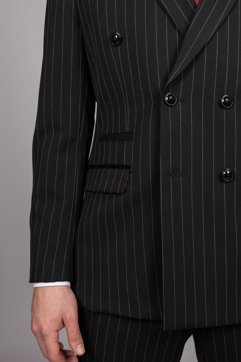 Rocco Black Pinstripe Double Breasted Suit