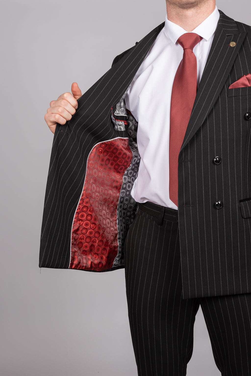 Rocco Black Pinstripe Double Breasted Suit