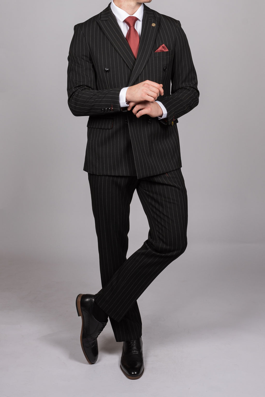 Rocco Black Pinstripe Double Breasted Suit