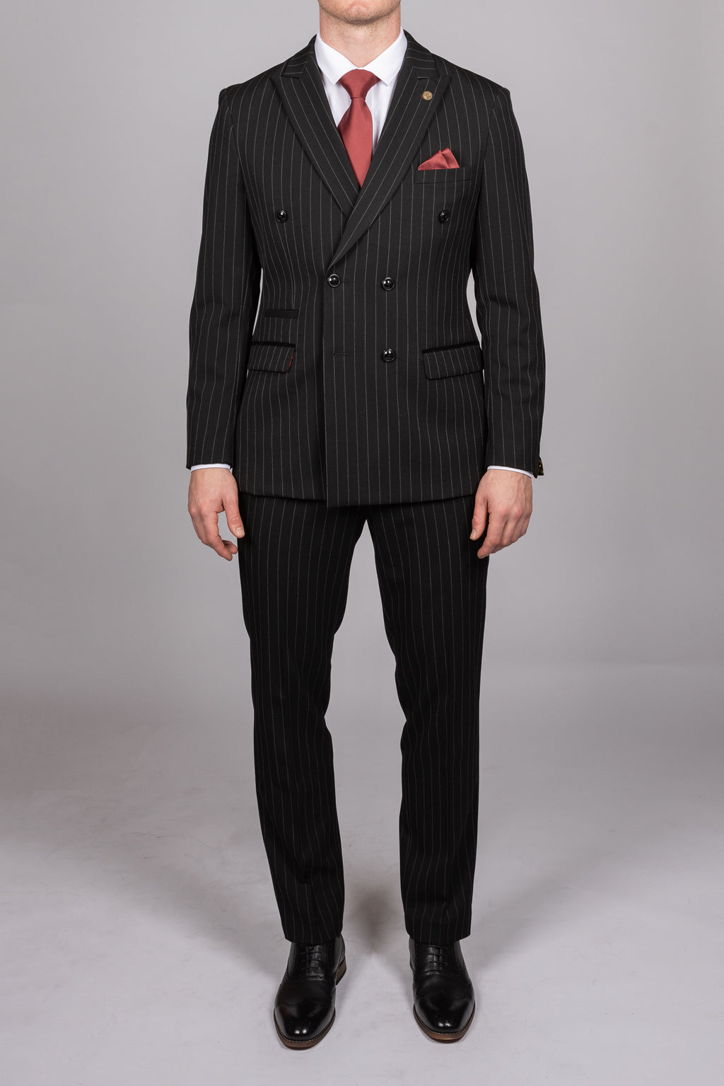 Rocco Black Pinstripe Double Breasted Suit