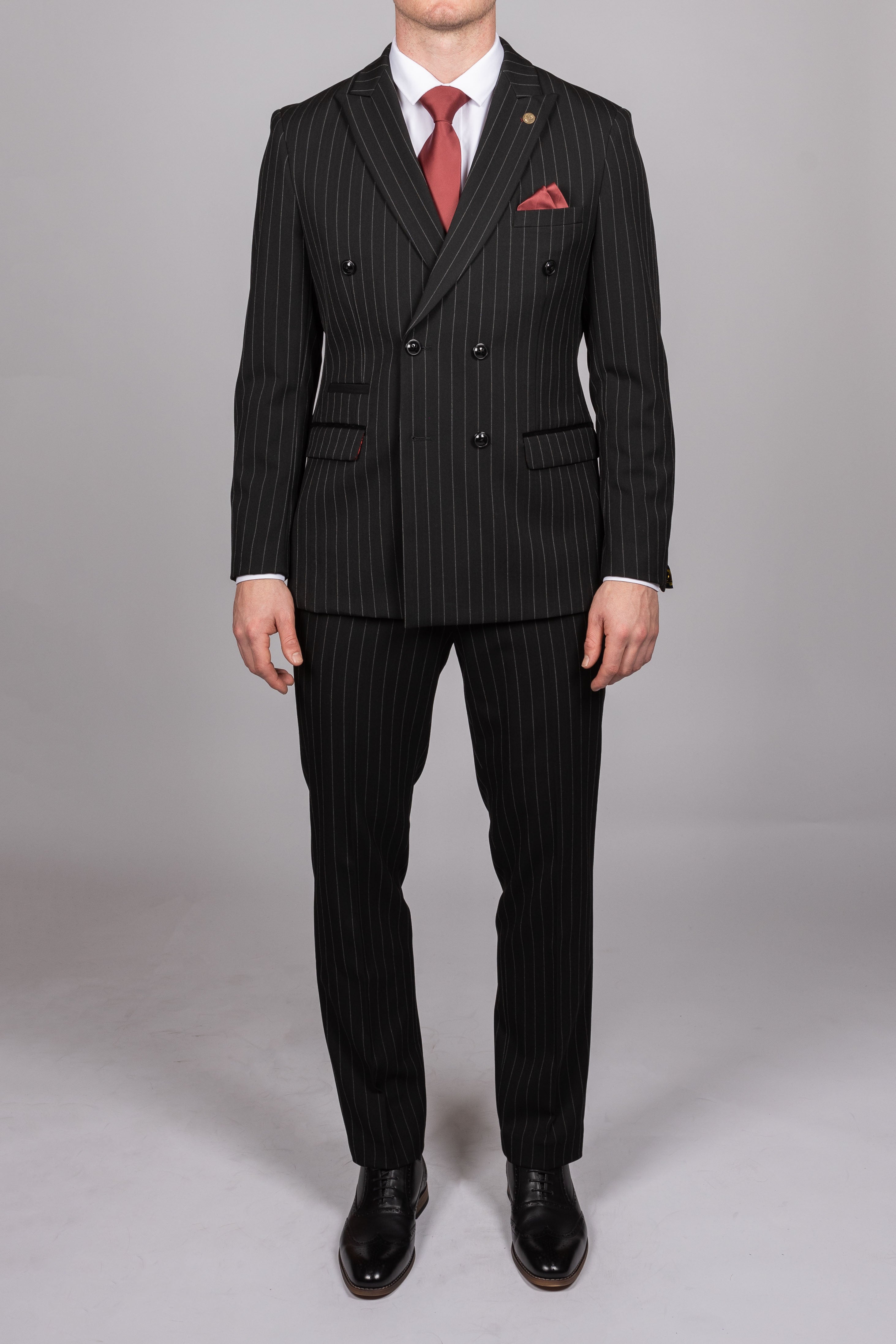 Rocco Black Pinstripe Double Breasted Suit