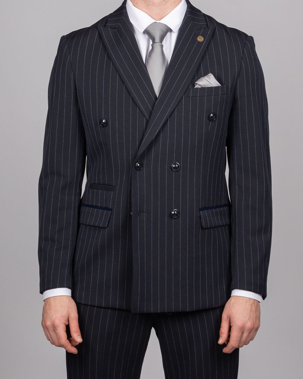 Rocco - Navy Pinstripe Double Breasted Blazer
