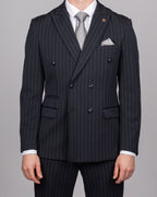 Rocco - Navy Pinstripe Double Breasted Blazer