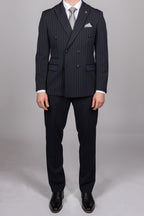 Rocco Navy Pinstripe Double Breasted Suit