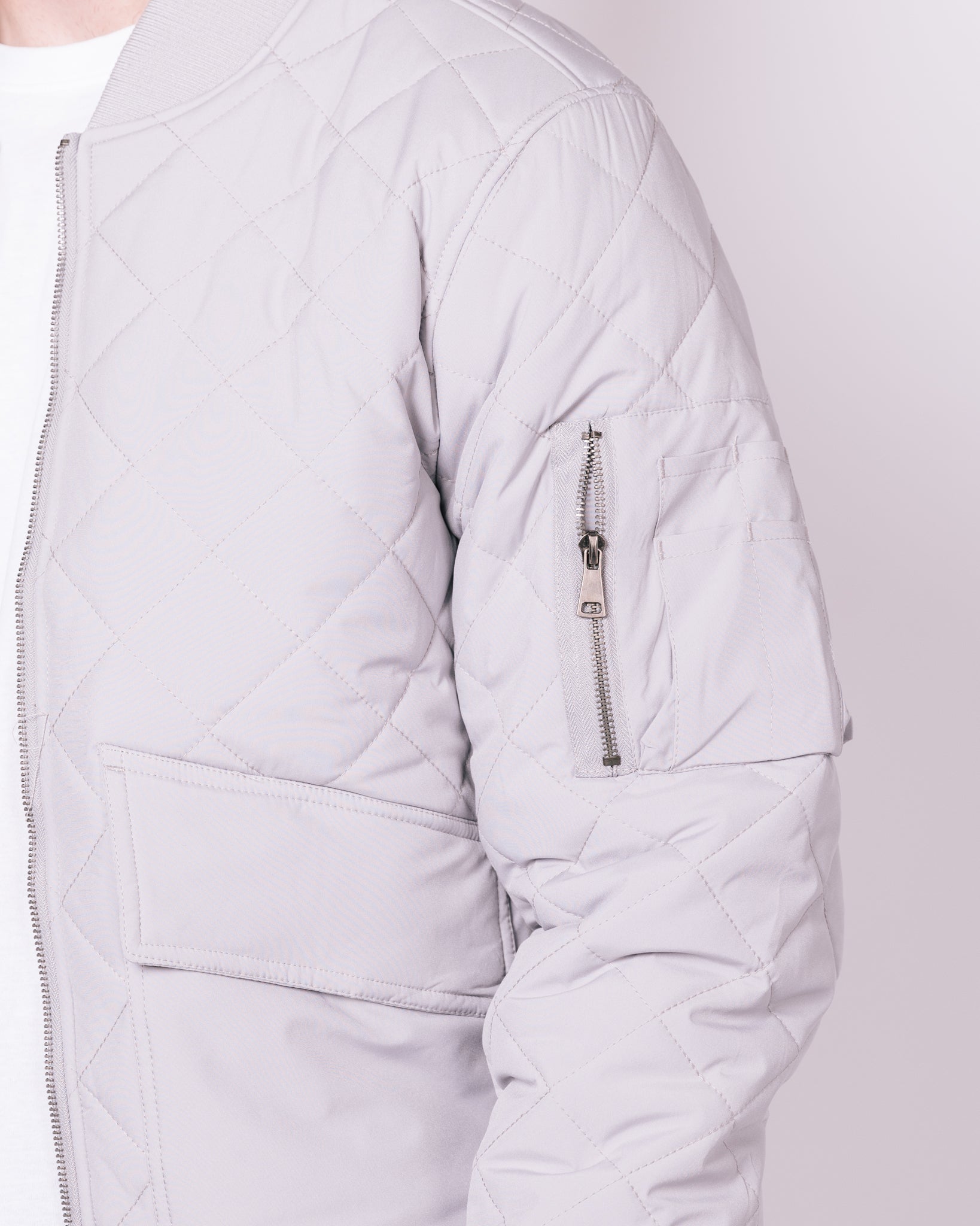 Grey Quilted Pocket Detail Jacket