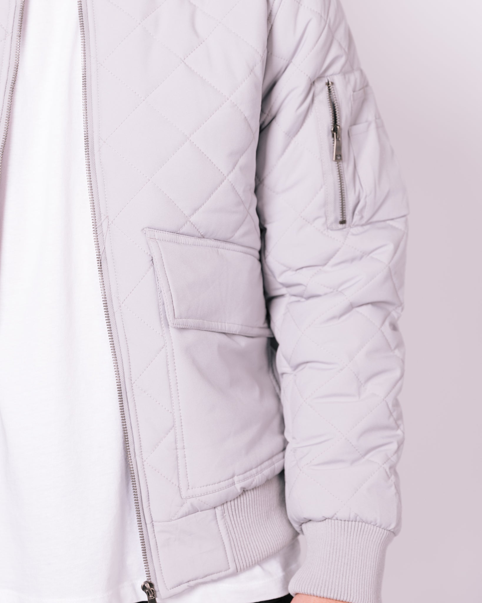 Grey Quilted Pocket Detail Jacket