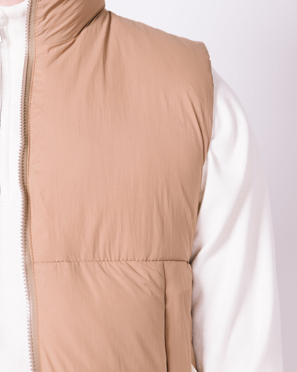 Camel Quilted Pocket Detail Gilet