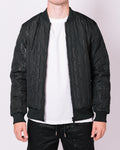 Black Patterned Reversible Bomber