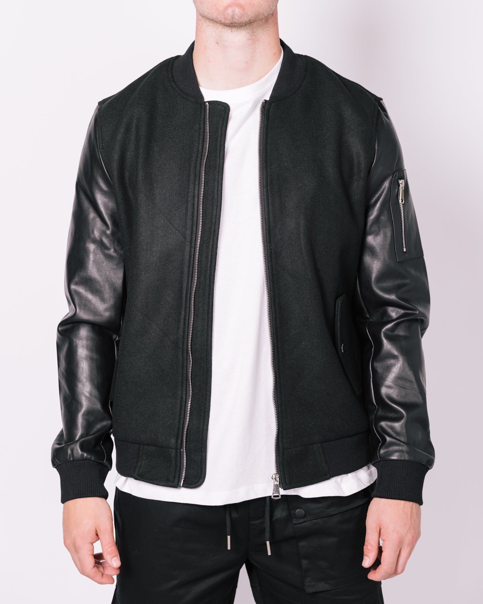 Black Contrast Bomber Jacket
