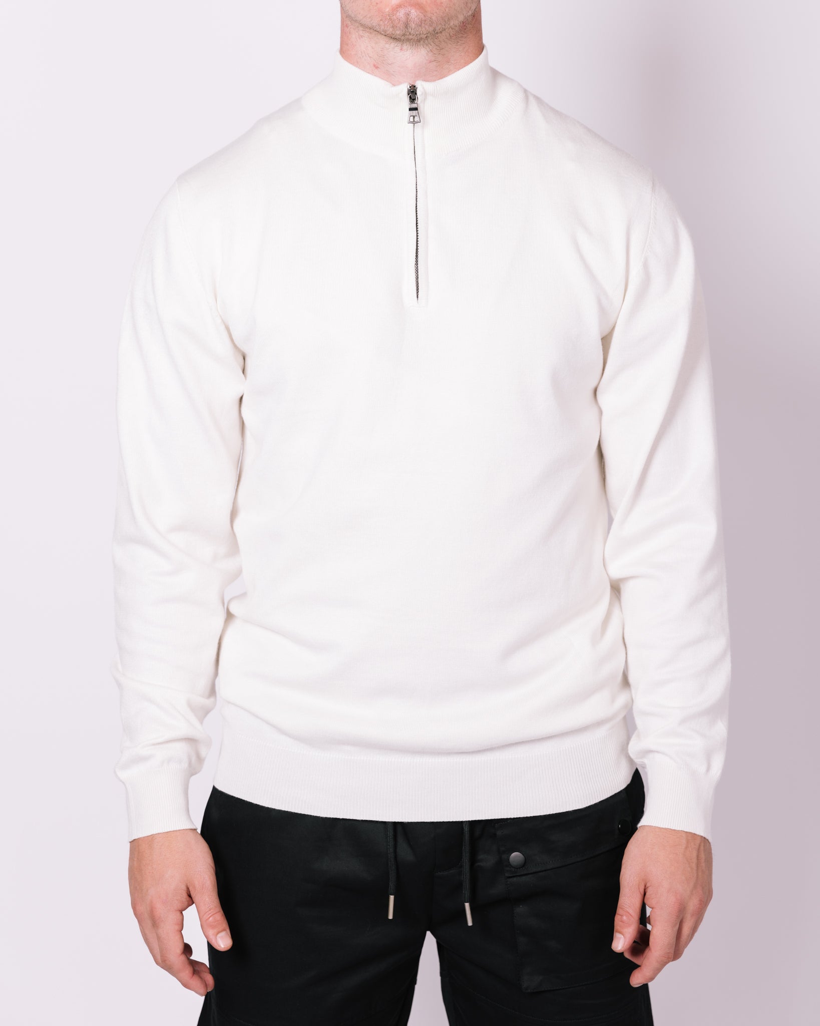 White Half Zip Jumper