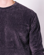 Navy Ribbed Knit Long Sleeve T-Shirt