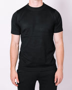 Muscle Fit Black Mock Neck T-Shirt