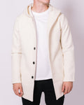 Cream Button Up Hooded Coat