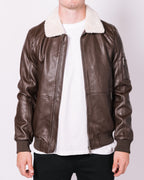 Brown Fur Collar Aviator Jacket