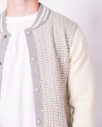 Grey & White Contrast Patterned Bomber