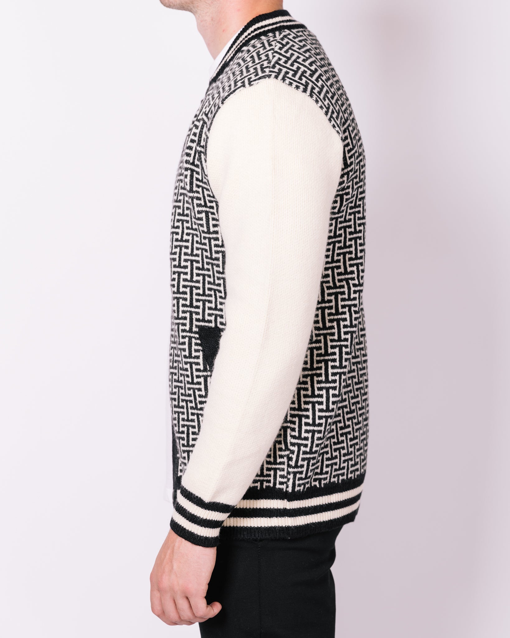 Black & White Contrast Patterned Bomber