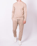 Beige Ribbed Button 2 Piece Set