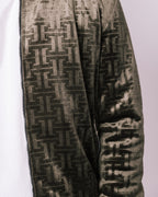 Khaki Patterned Velour Bomber