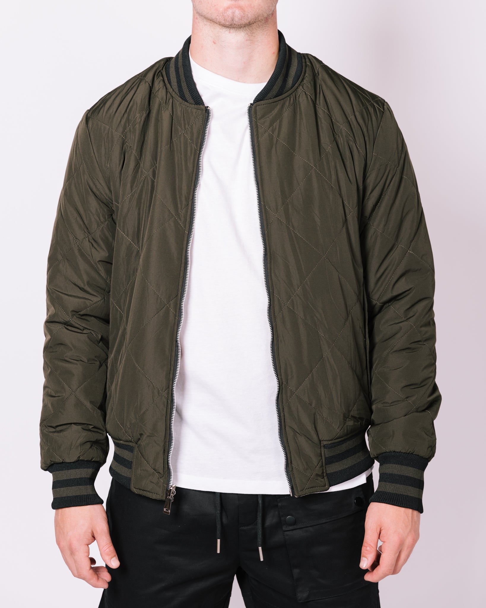 Khaki Patterned Velour Bomber