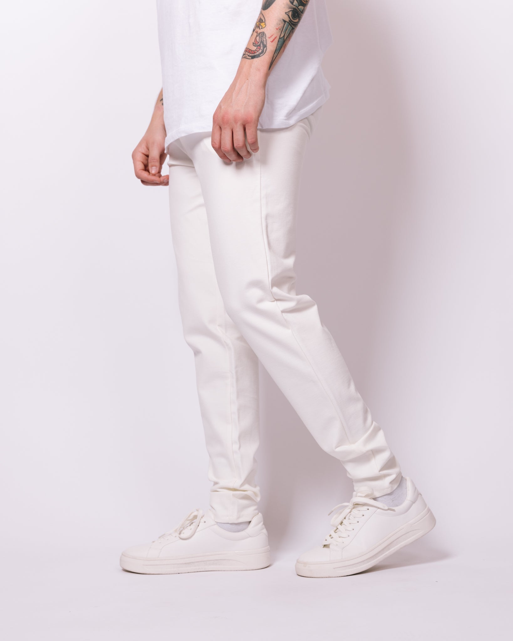 Skinny Fit White Stretch Trousers