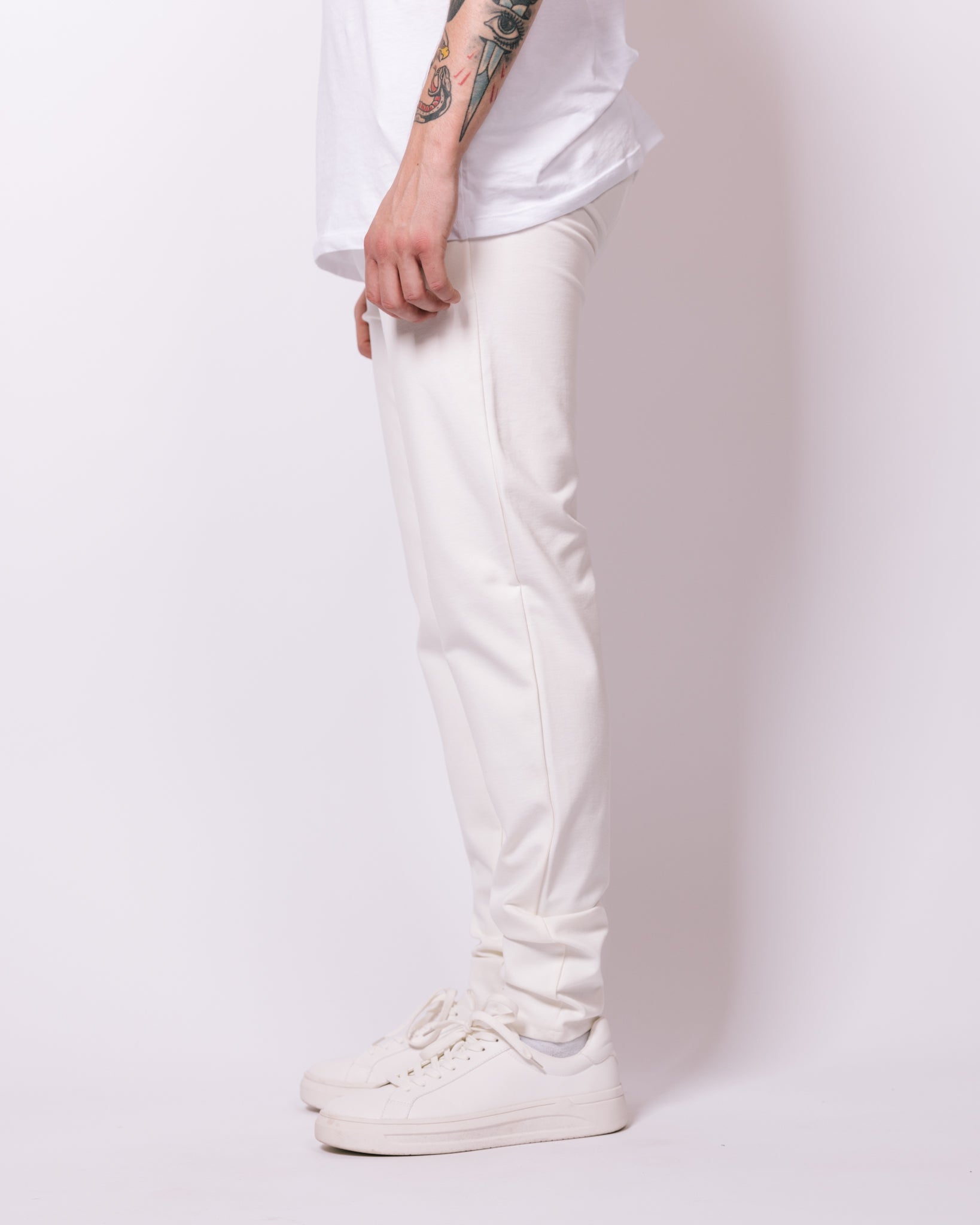 Skinny Fit White Stretch Trousers