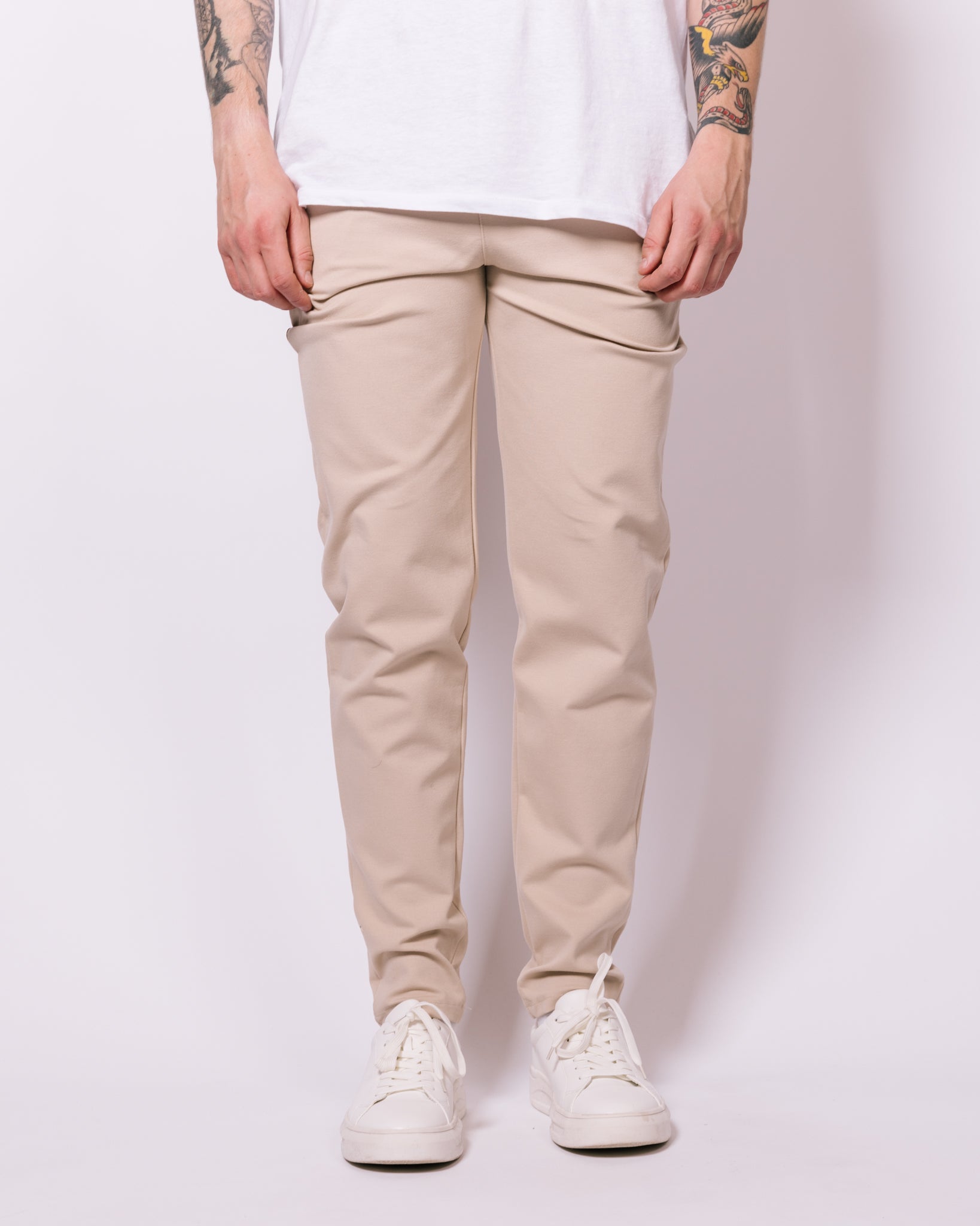 Skinny Fit Beige Stretch Trousers