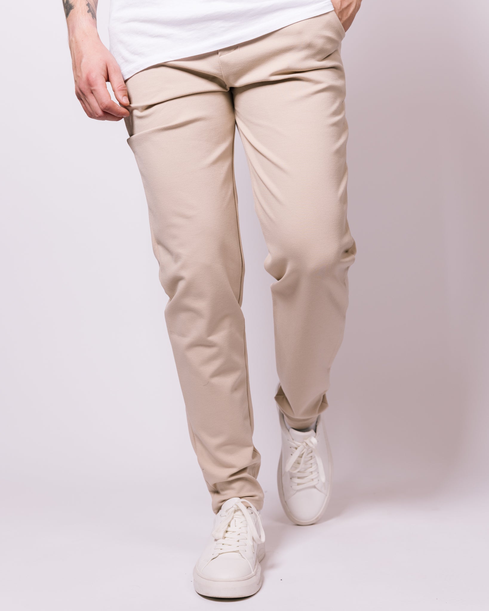 Skinny Fit Beige Stretch Trousers