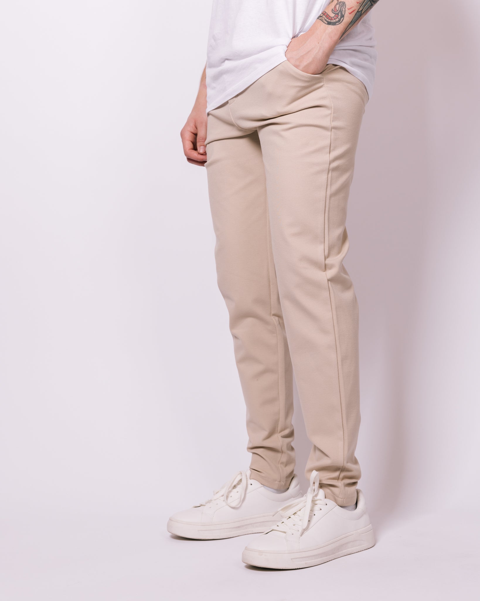 Skinny Fit Beige Stretch Trousers