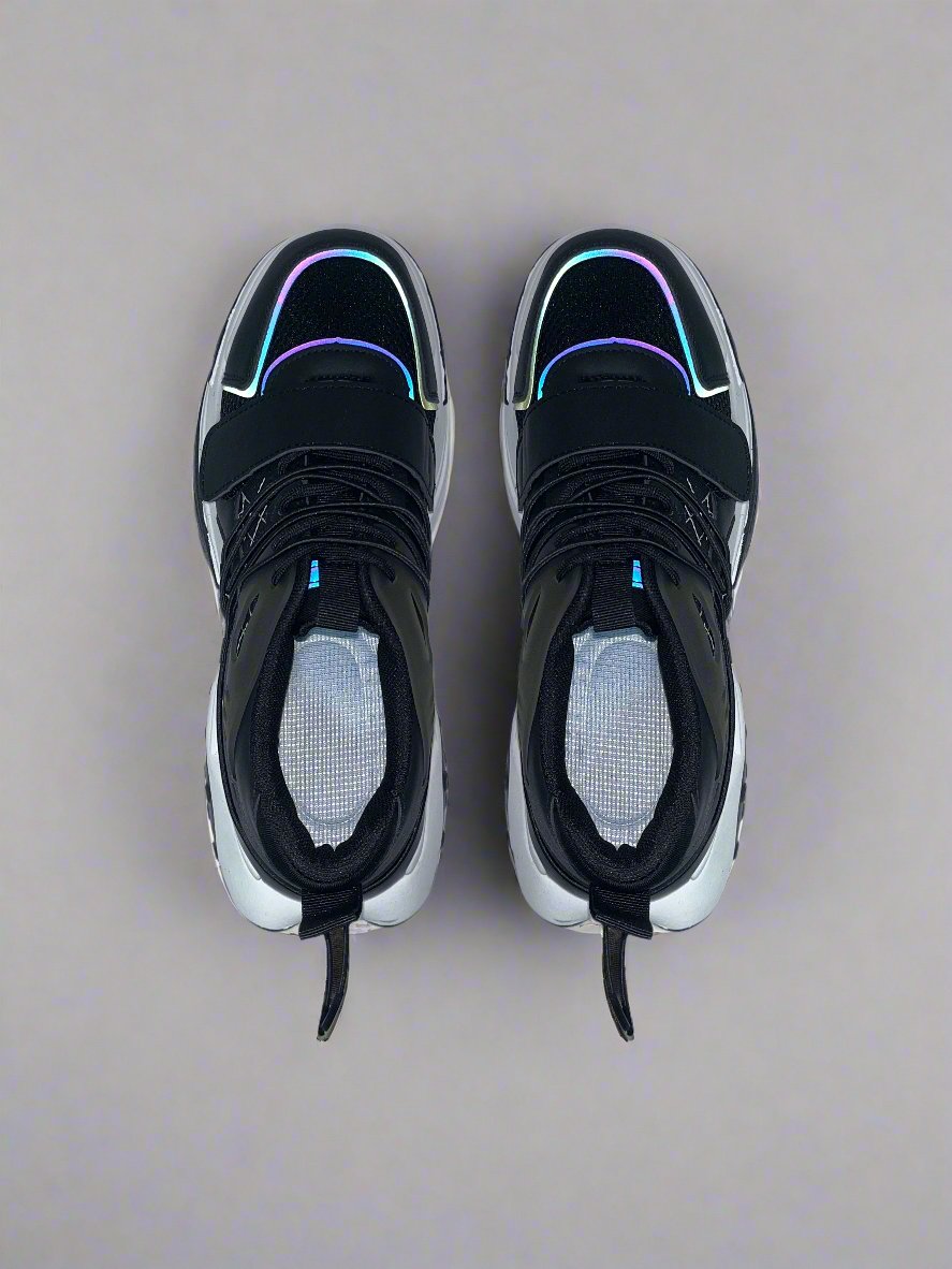 Velcro Strap Chunky Sole Trainers in Black