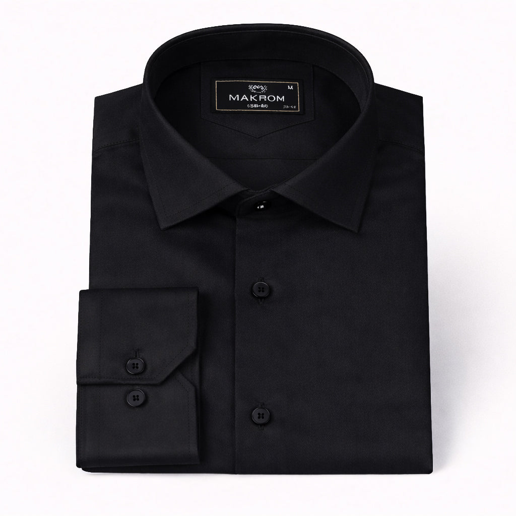 Black Classic Plain Cotton Shirt