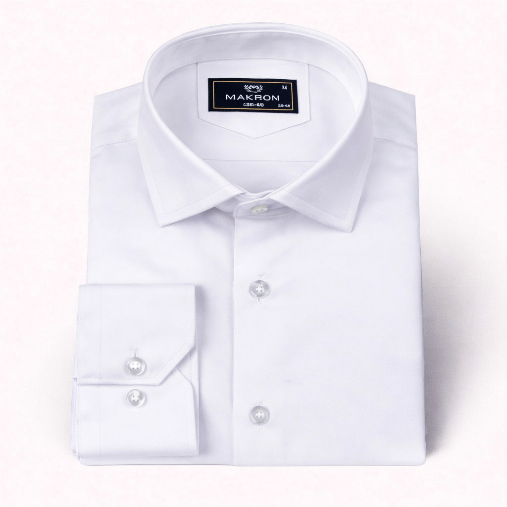 White Classic Plain Cotton Shirt