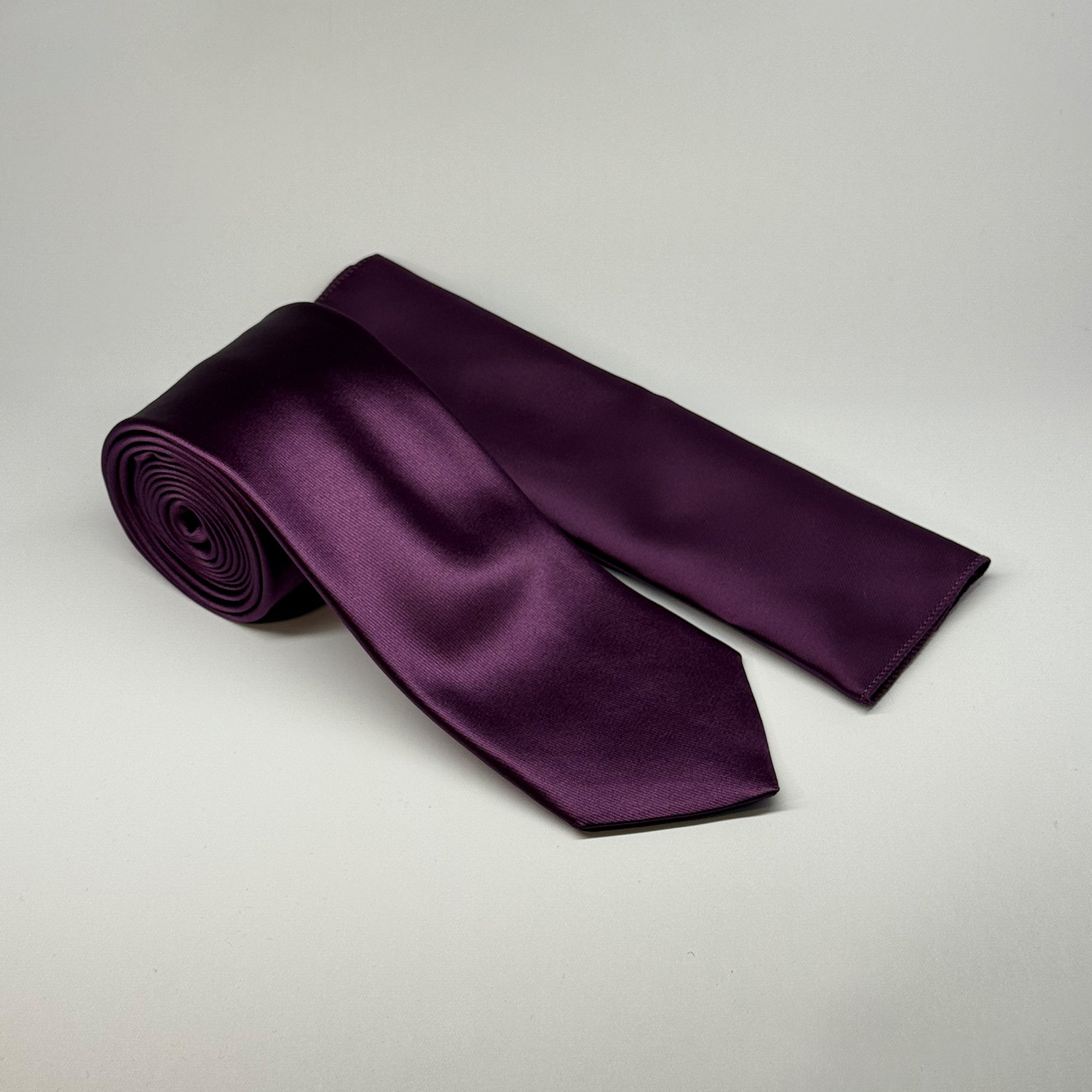 MC Satin - Tie & Pocket Square Set in Purple