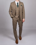 Ted Tan Tweed Check Three Piece Suit