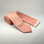 MC Textured - Tie & Pocket Square Set in Pink & White