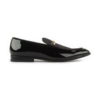 Bar Detail Black Patent Loafer