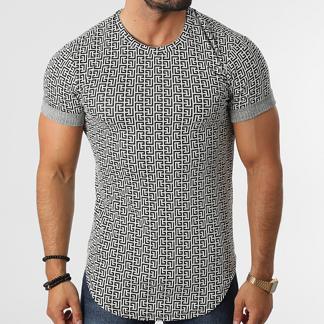 Muscle Fit Maze Pattern T-Shirt