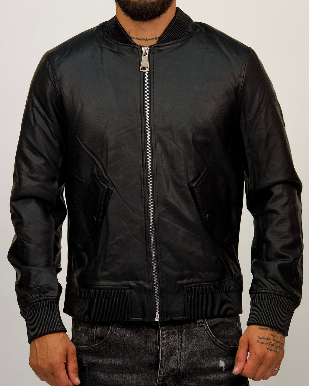 Classic Leather Bomber Jacket