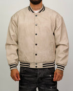 Varsity Jacket with Contrast Striped Hem